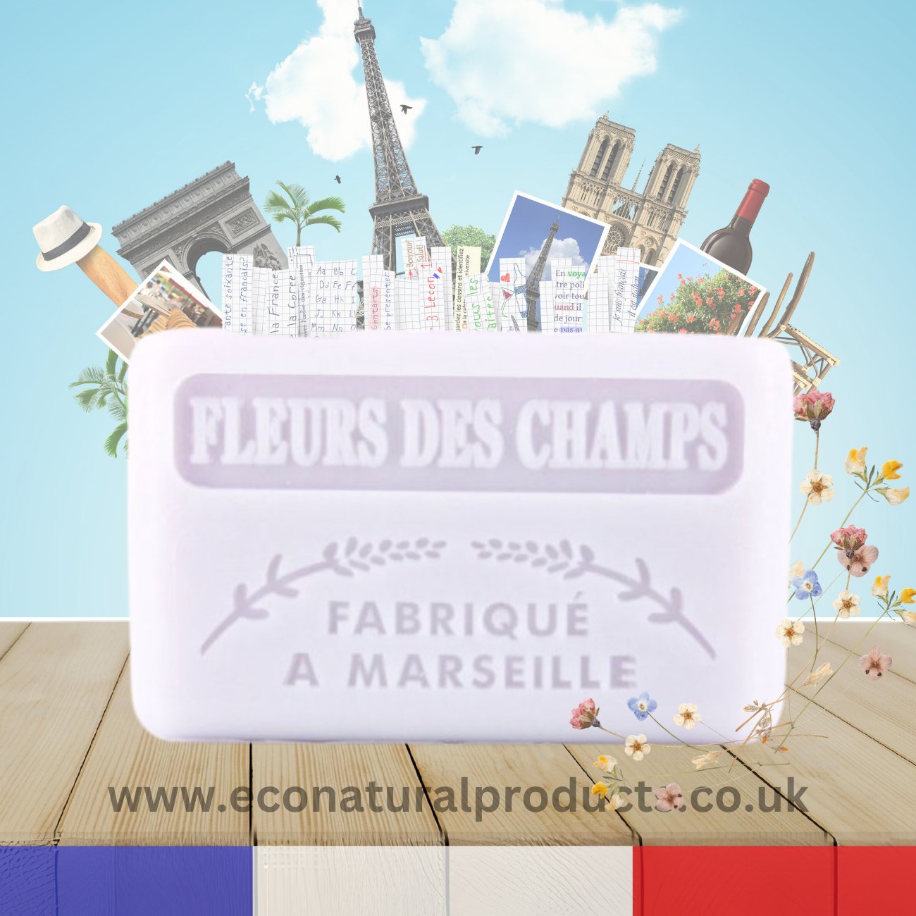 French Marseille Soap Wildflowers 125g - FouFour - Savon de Marseille - Bar Soap - Eco Natural Products