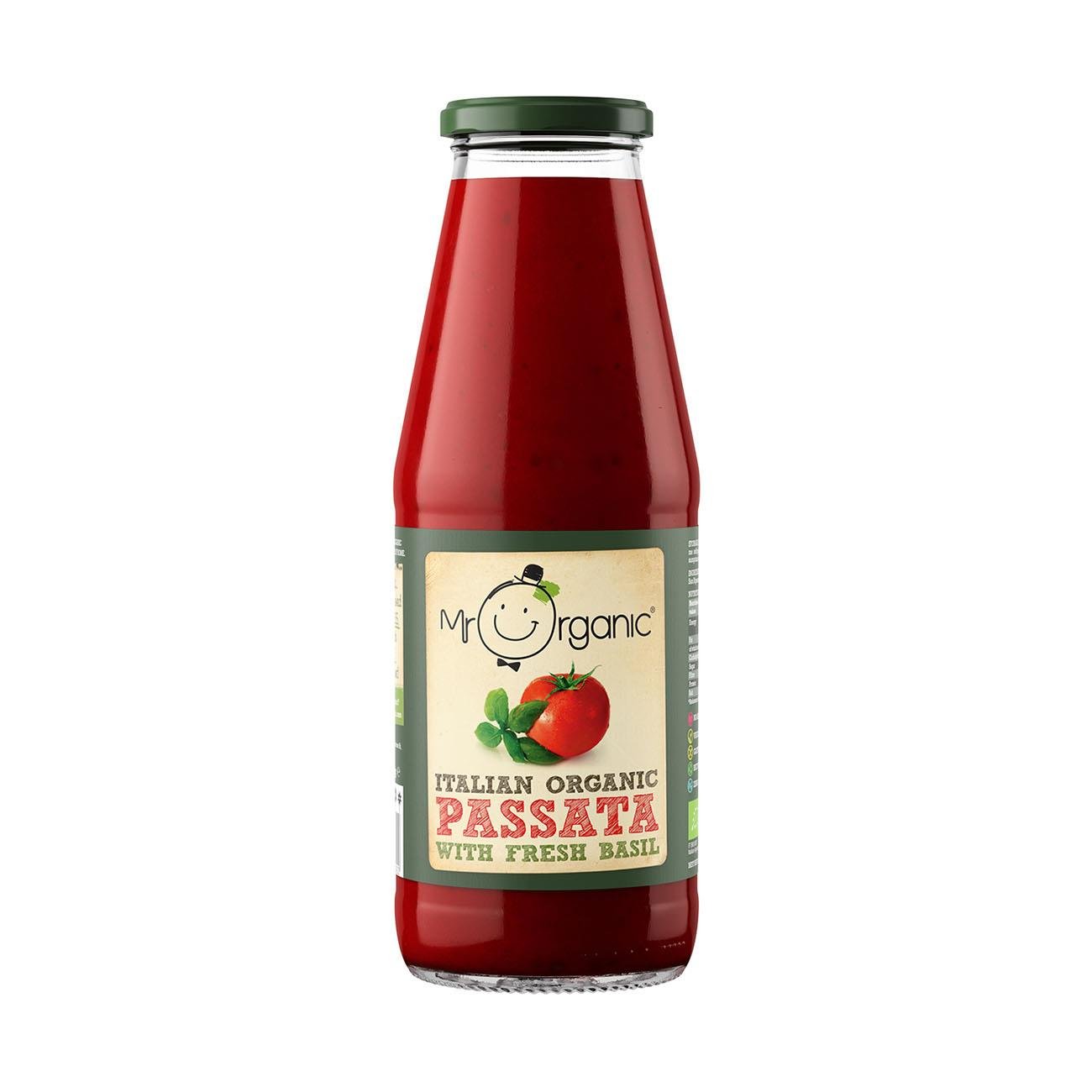 Fresh Basil Italian Passata Jar 690g - Mr Organic - Passata - Eco Natural Products