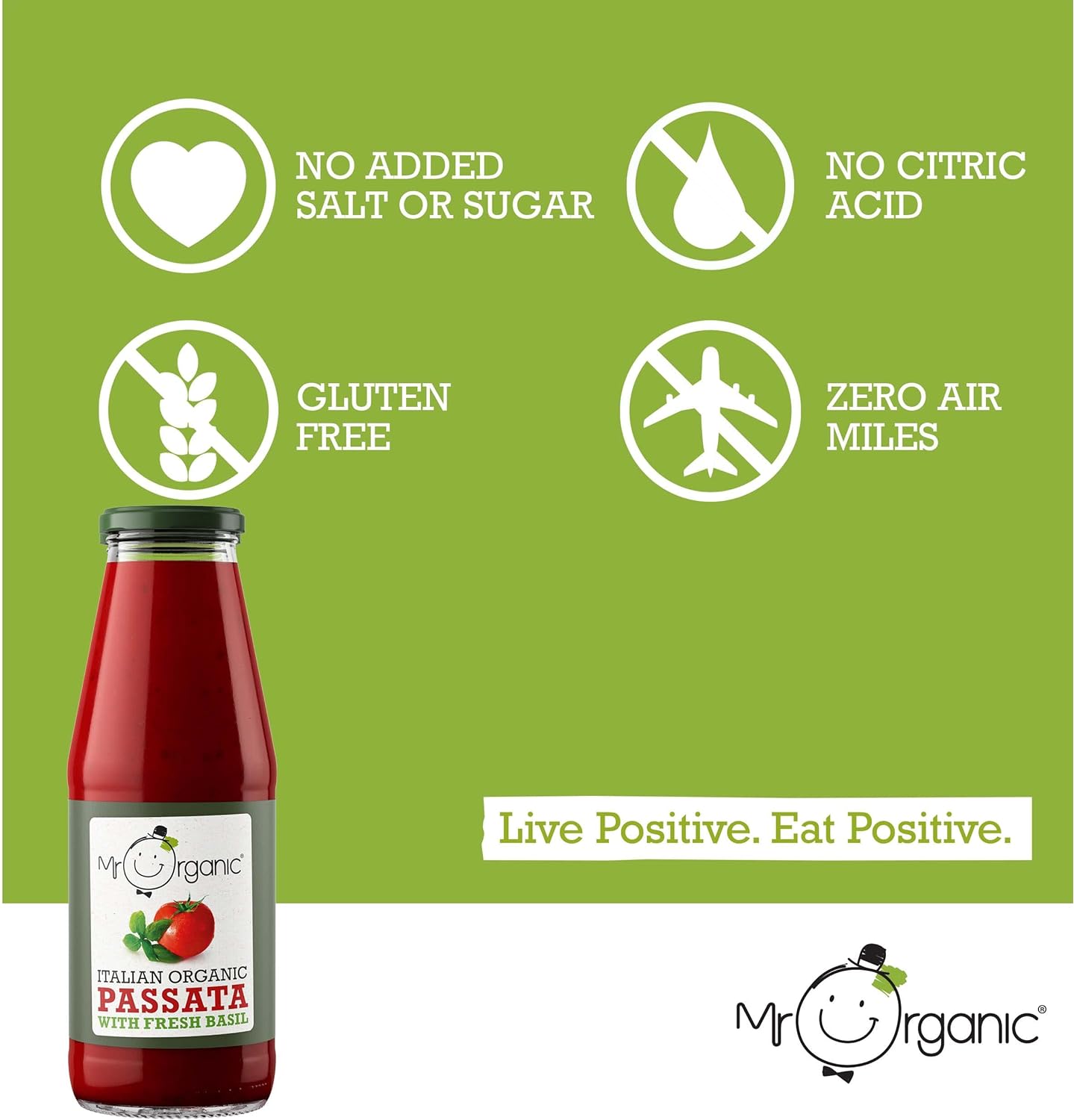 Fresh Basil Italian Passata Jar 690g - Mr Organic - Passata - Eco Natural Products