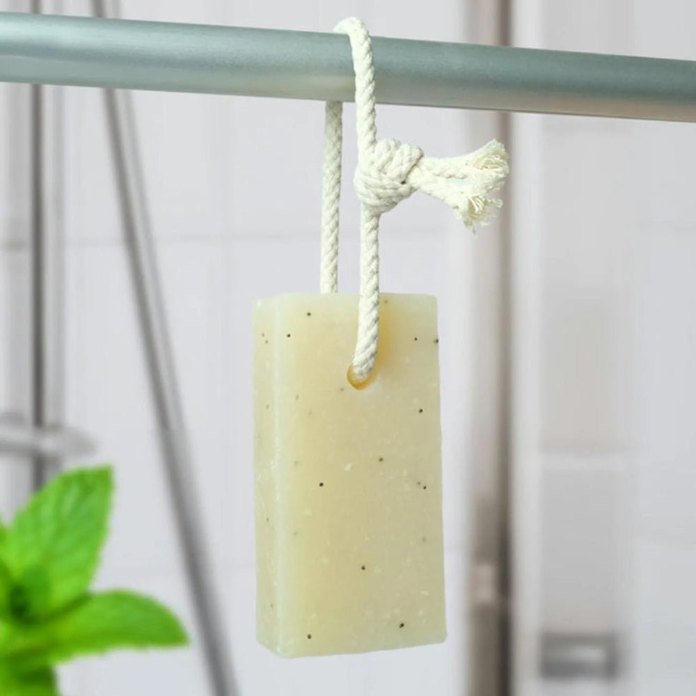 Fresh Peppermint & Poppy Seeds Soap On A Rope 125g - Friendly Soap - Bar Soap - Friendly Soap