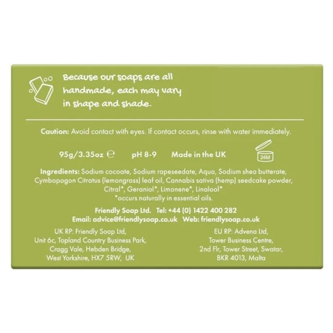 Friendly Soap Natural Bath Soap Lemongrass and Hemp 95g - Friendly Soap - Bar Soap - Eco Natural Products