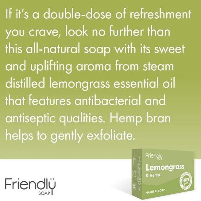 Friendly Soap Natural Bath Soap Lemongrass and Hemp 95g - Friendly Soap - Bar Soap - Eco Natural Products