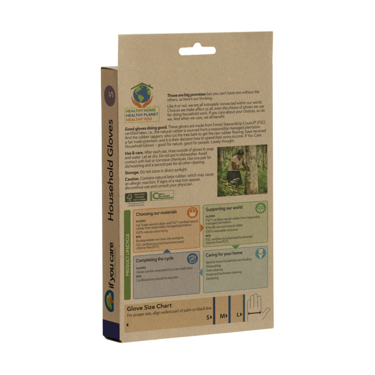 FSC FT Rubber Gloves Small 1 Pair - If You Care - Cleaning Gloves - Eco Natural Products
