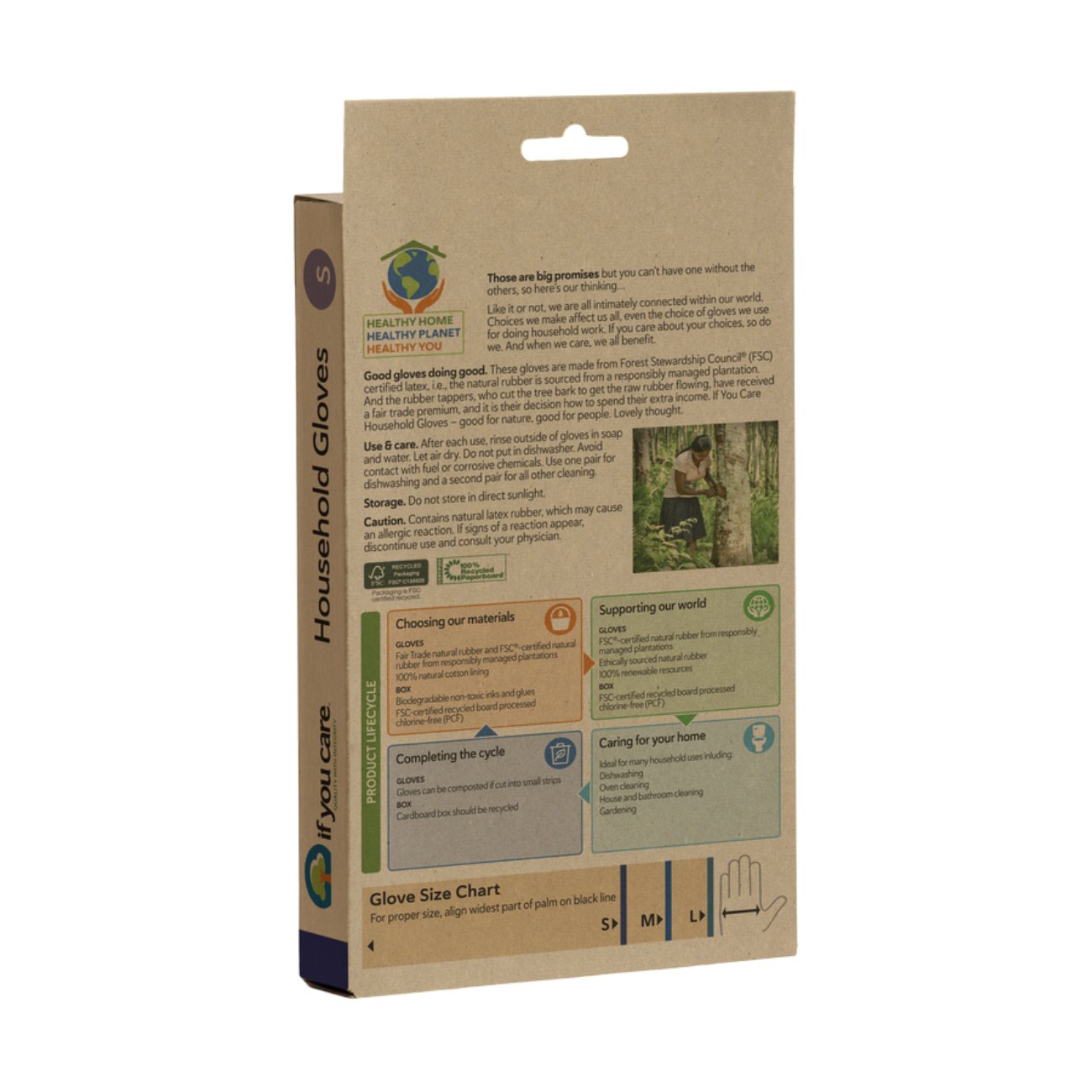 FSC FT Rubber Gloves Small 1 Pair - If You Care - Cleaning Gloves - Eco Natural Products