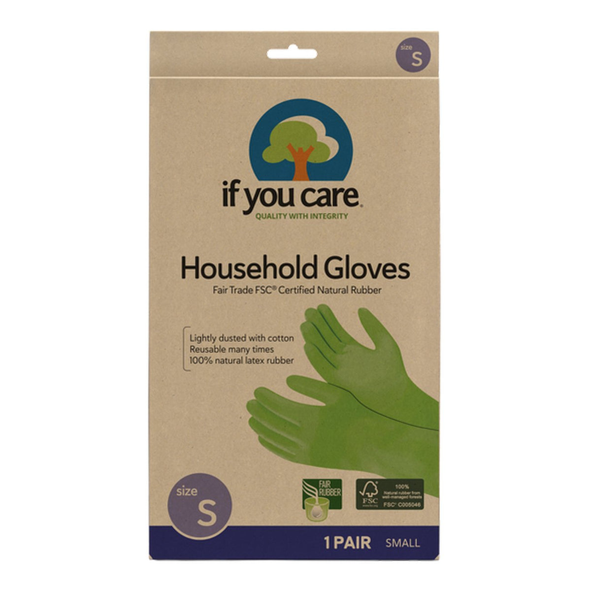FSC FT Rubber Gloves Small 1 Pair - If You Care - Cleaning Gloves - Eco Natural Products