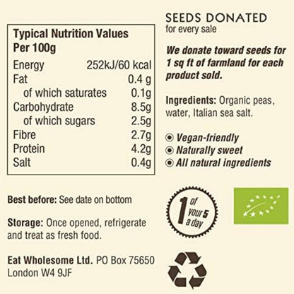 Garden Peas Organic In Season 340g - Eat Wholesome - Canned & Jarred Vegetables - Eco Natural Products