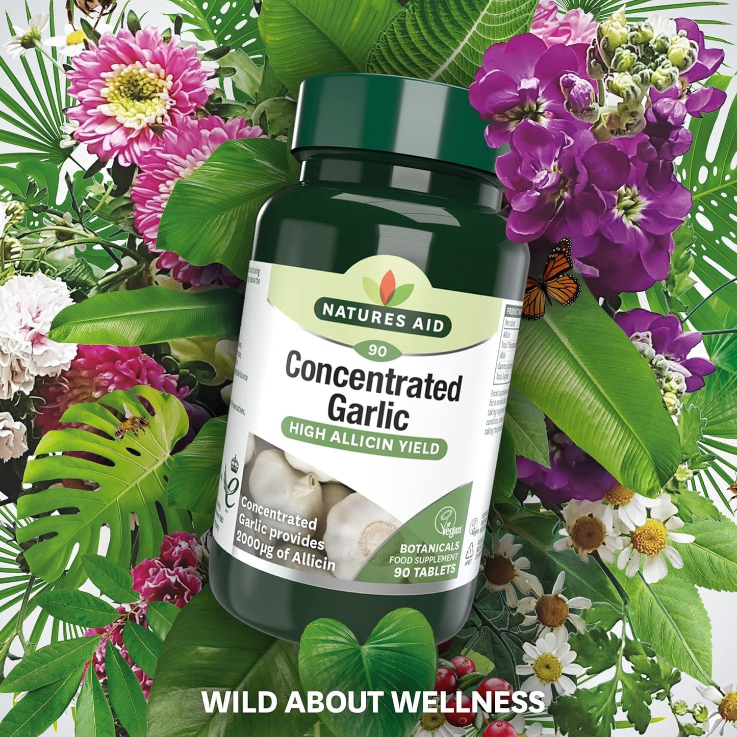 Garlic Concentrated 2000ug Allicin 90 Tablets - Natures Aid - Vitamins & Supplements - Eco Natural Products