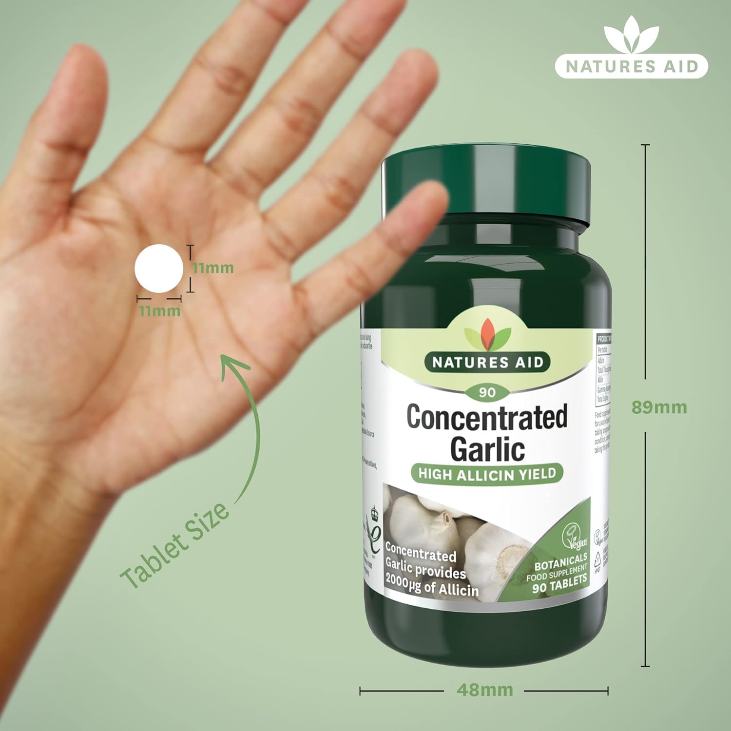 Garlic Concentrated 2000ug Allicin 90 Tablets - Natures Aid - Vitamins & Supplements - Eco Natural Products