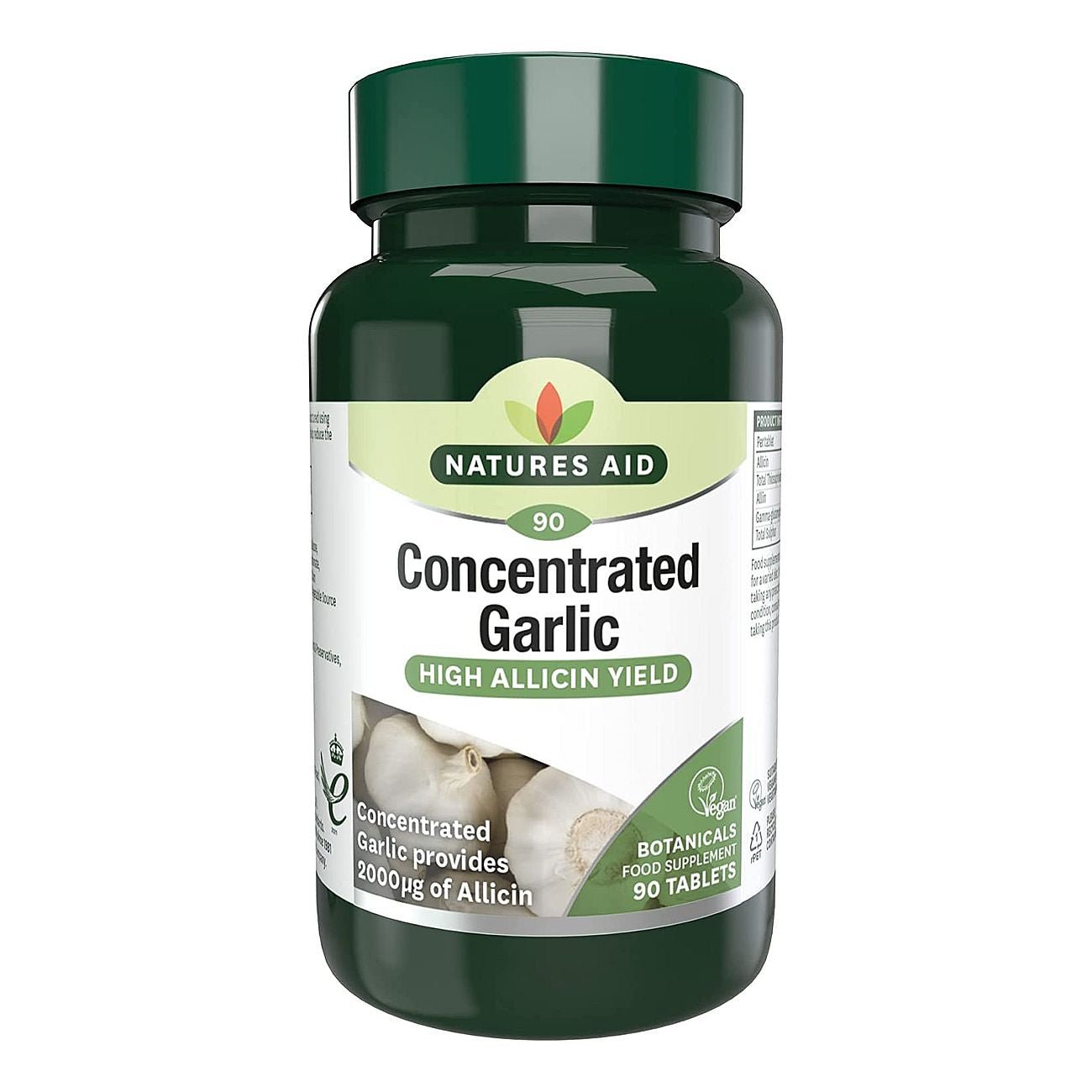 Garlic Concentrated 2000ug Allicin 90 Tablets - Eco Natural Products - Natures Aid - Vitamins & Supplements