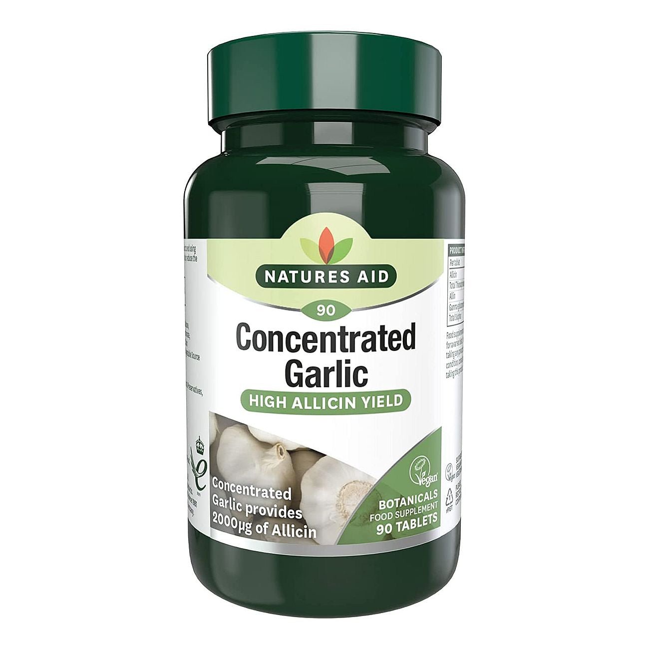 Garlic Concentrated 2000ug Allicin 90 Tablets - Natures Aid - Vitamins & Supplements - Eco Natural Products