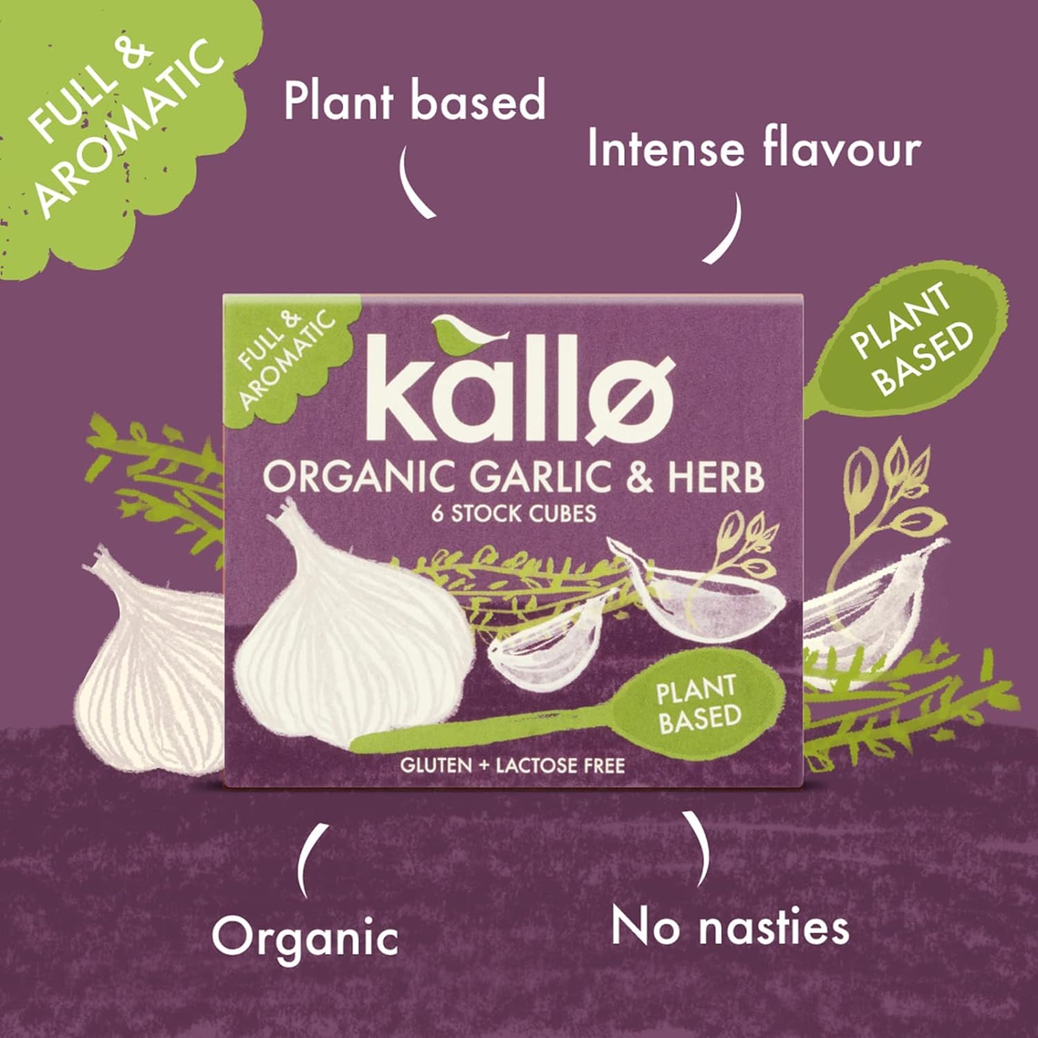 Garlic & Herb Stock 6 Cubes - Eco Natural Products - Kallo - Stock Cubes