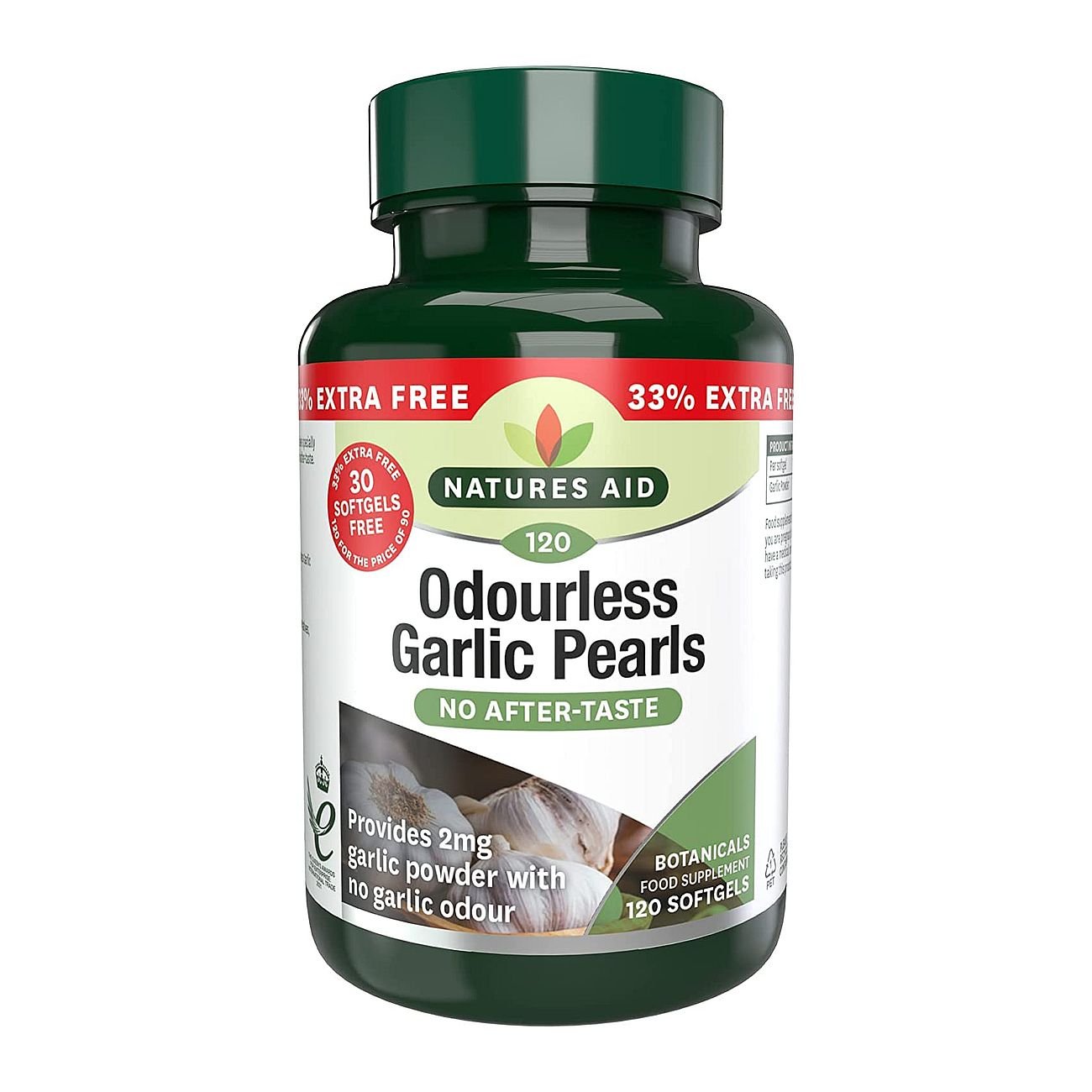 Garlic Pearls (Odourless) 120 Softgels - Eco Natural Products - Natures Aid - Vitamins & Supplements