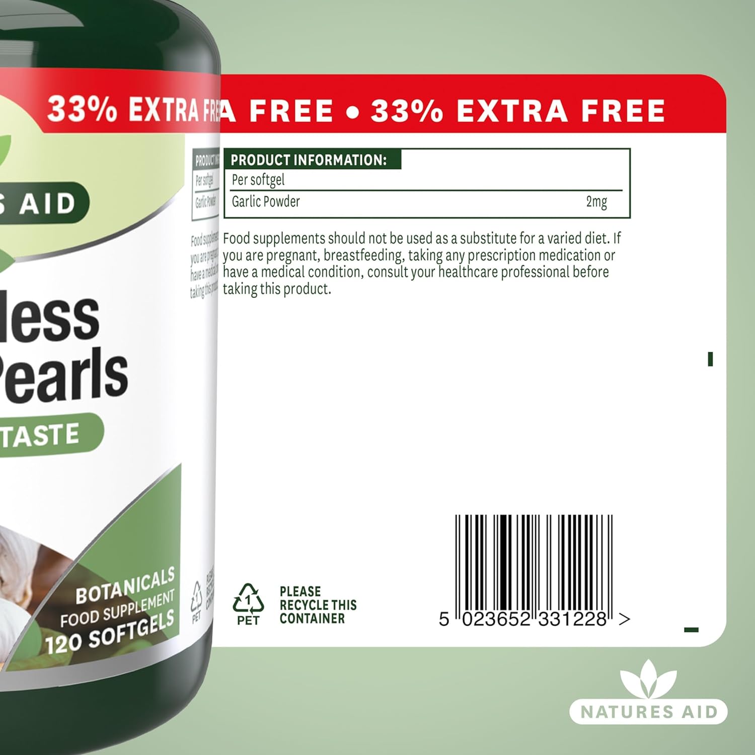 Garlic Pearls (Odourless) 120 Softgels - Natures Aid - Vitamins & Supplements - Eco Natural Products