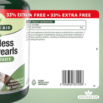 Garlic Pearls (Odourless) 120 Softgels - Natures Aid - Vitamins & Supplements - Eco Natural Products