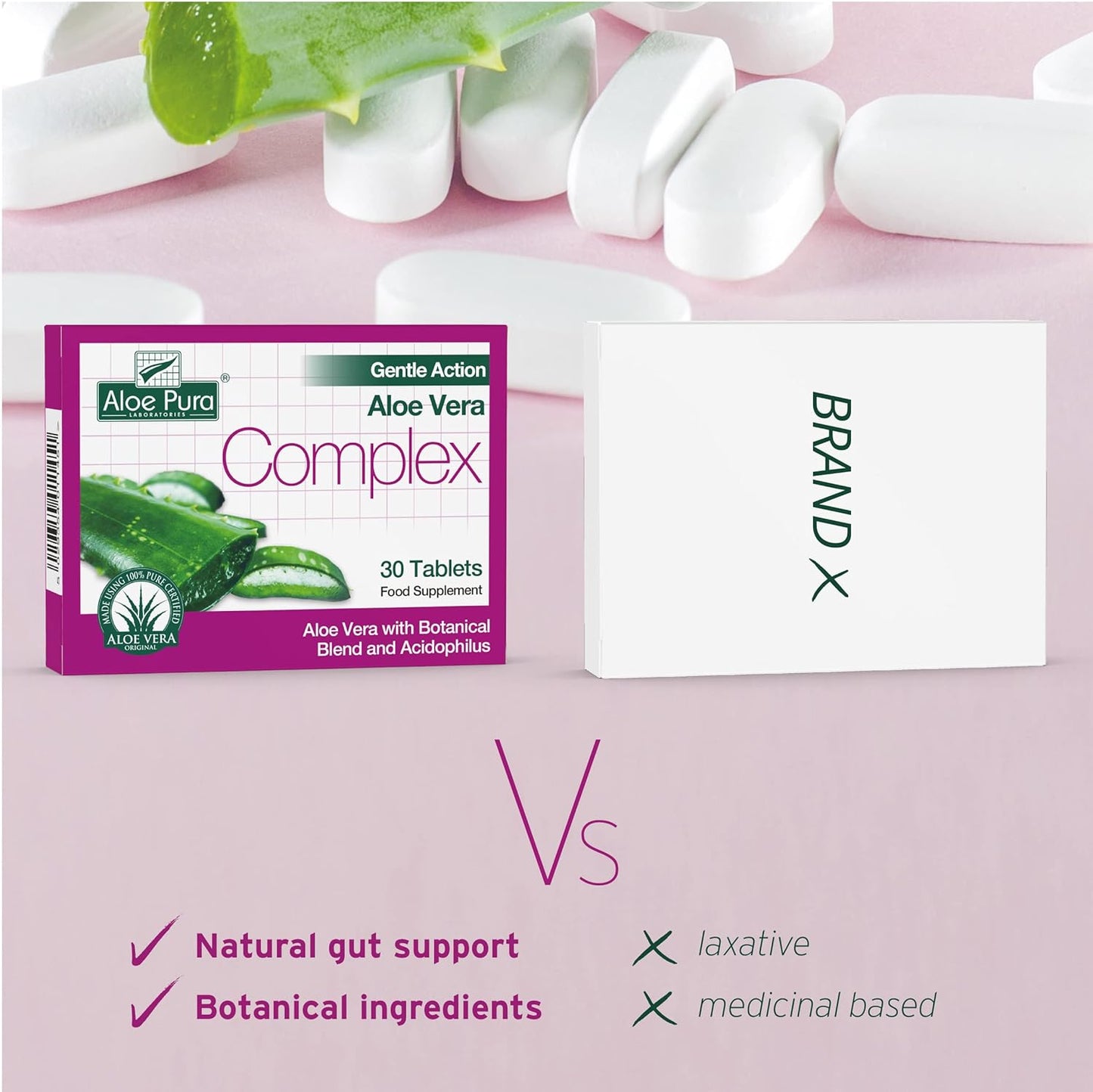 Gentle Action Aloe Vera Complex 30 Tablets - Aloe Pura - Nutrition - Eco Natural Products