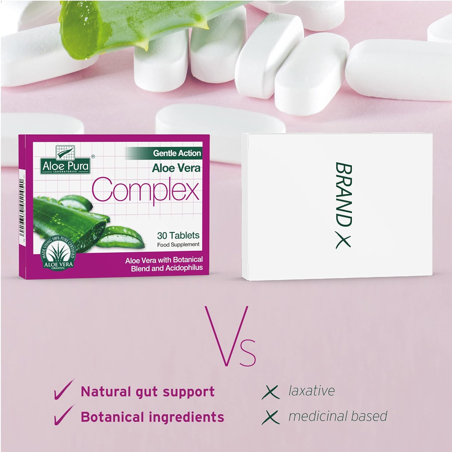 Gentle Action Aloe Vera Complex 30 Tablets - Aloe Pura - Nutrition - Eco Natural Products