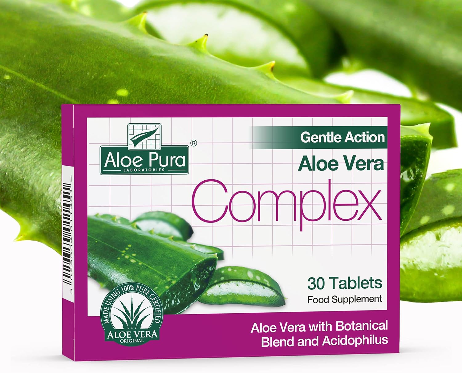 Gentle Action Aloe Vera Complex 30 Tablets - Eco Natural Products - Aloe Pura - Nutrition