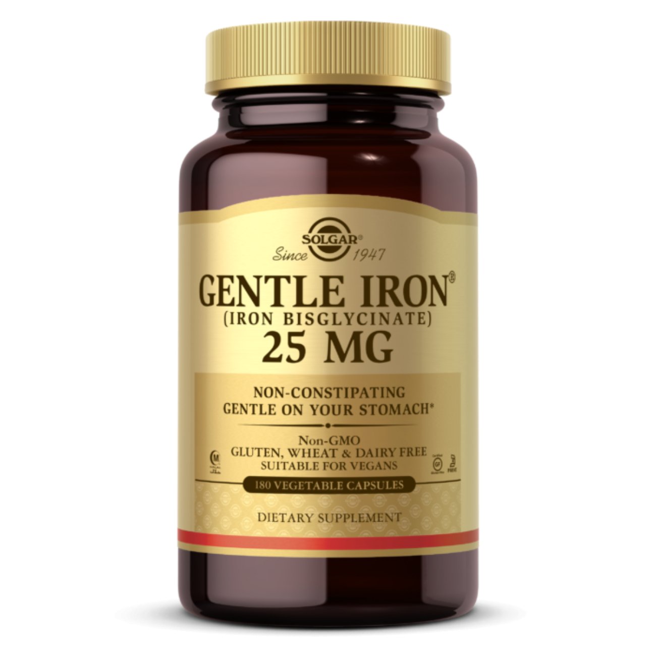 Gentle Iron (Iron Bisglycinate) 20 mg - 180 Vegetable Capsules - Eco Natural Products - Solgar - Minerals