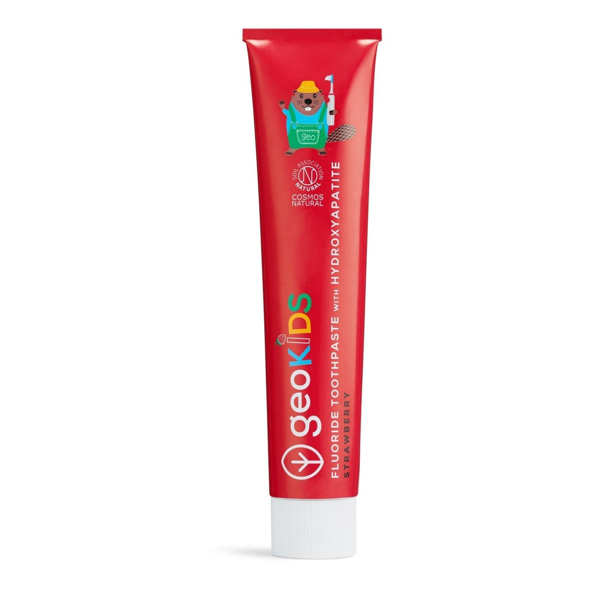 Georganics Kids Toothpaste Strawberry with Hydroxyapatite & Fluoride 75ml front of pack