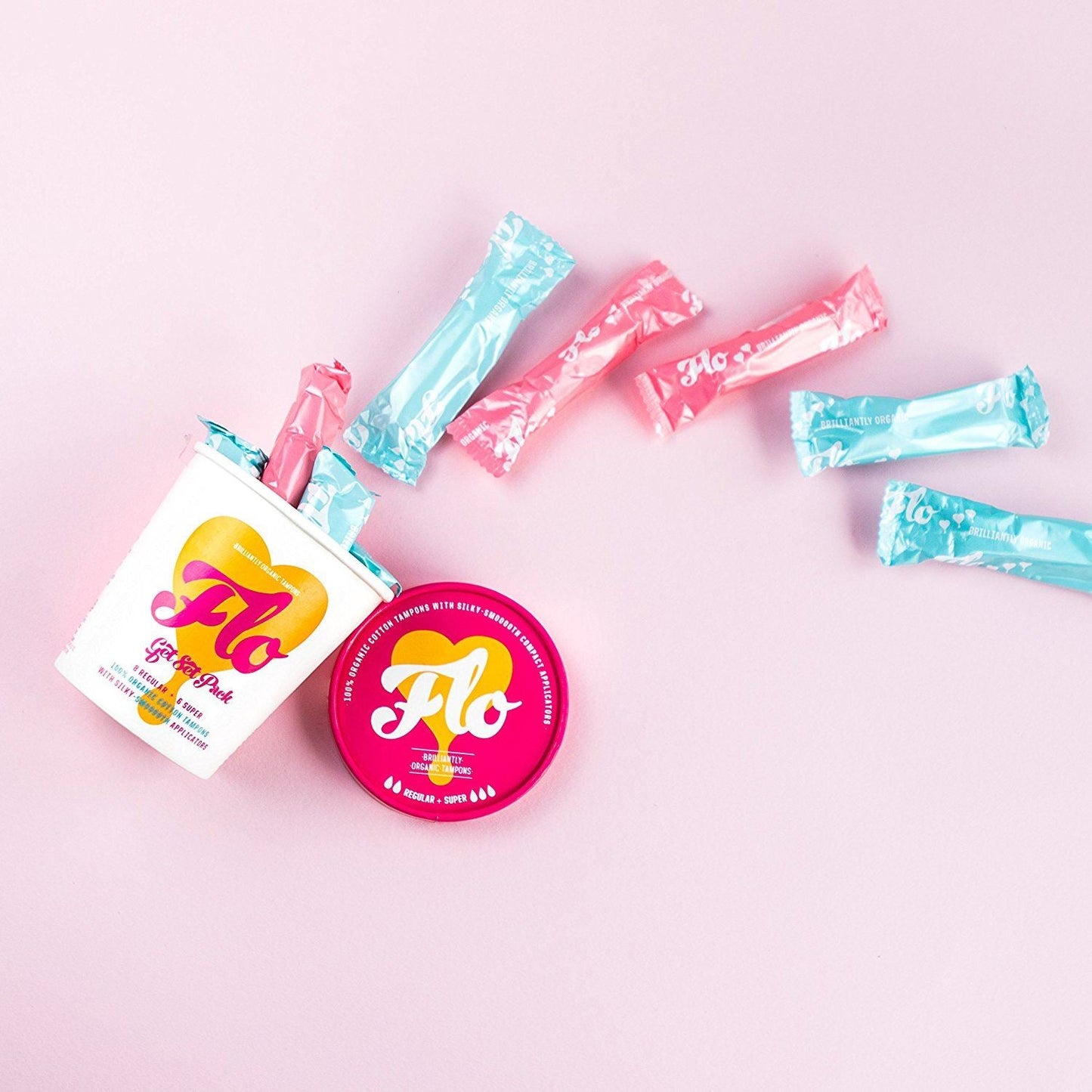 Get Set Pack Cotton Tampons 8 Regular + 6 Super - Here We Flo - Feminine Sanitary Supplies - Eco Natural Products