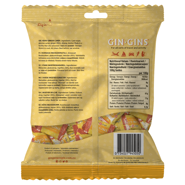 Gin Gins Double Strength Hard Ginger Candy 150g - The Ginger People - Ginger Candy - Eco Natural Products