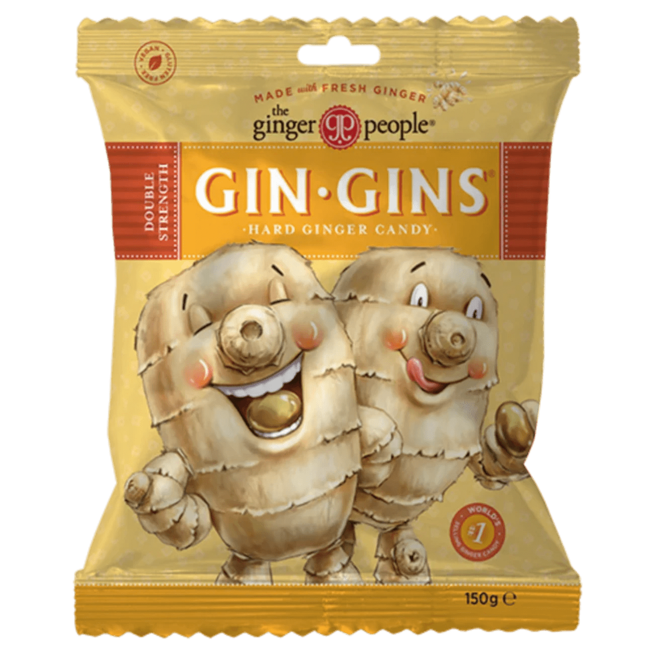 Gin Gins Double Strength Hard Ginger Candy 150g - Eco Natural Products - The Ginger People - Ginger Candy