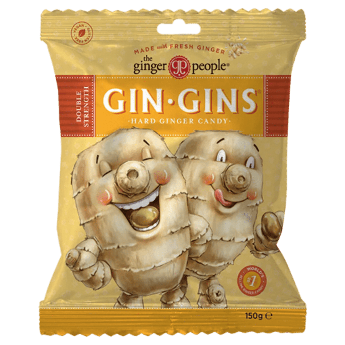 Gin Gins Double Strength Hard Ginger Candy 150g - The Ginger People - Ginger Candy - Eco Natural Products