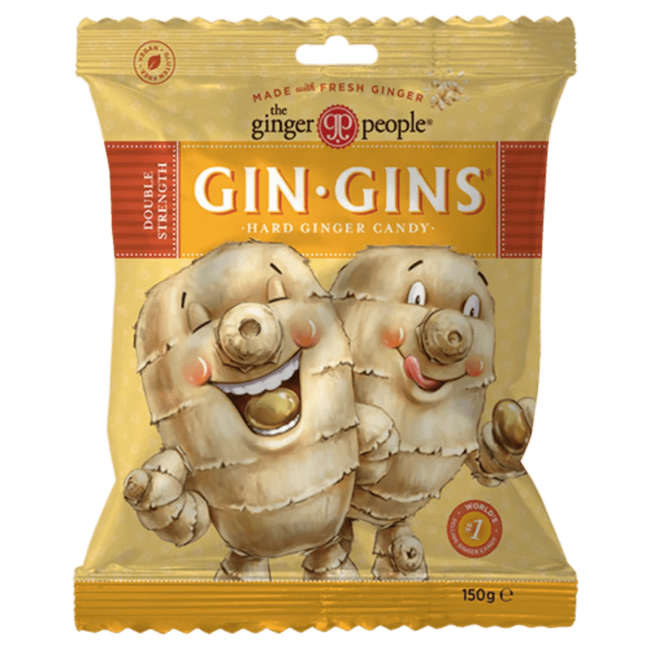 Gin Gins Double Strength Hard Ginger Candy 150g - The Ginger People - Ginger Candy - Eco Natural Products