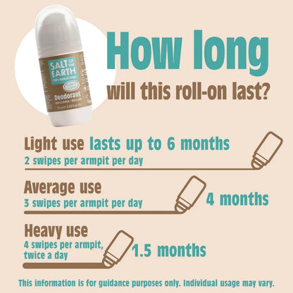 Ginger & Jasmine Vegan Natural Deodorant Roll - On 75ml - Salt Of the Earth - Deodorants - Eco Natural Products