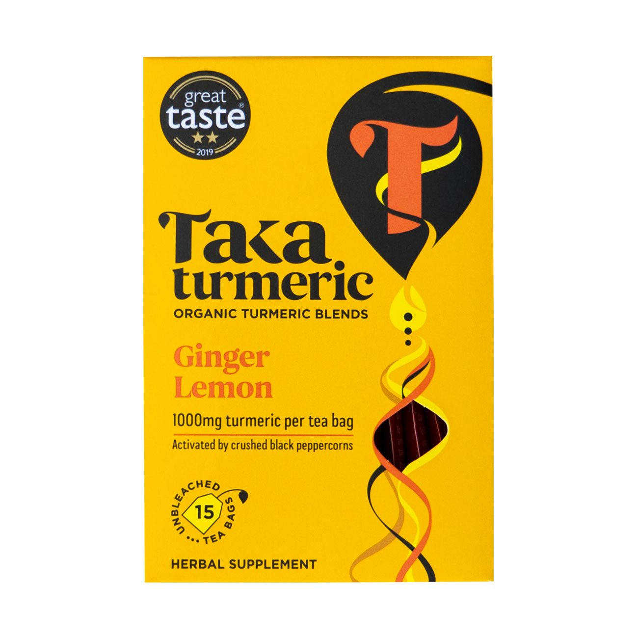 Ginger & Lemon 15 Sachets - Eco Natural Products - Taka Turmeric - Herbal tea