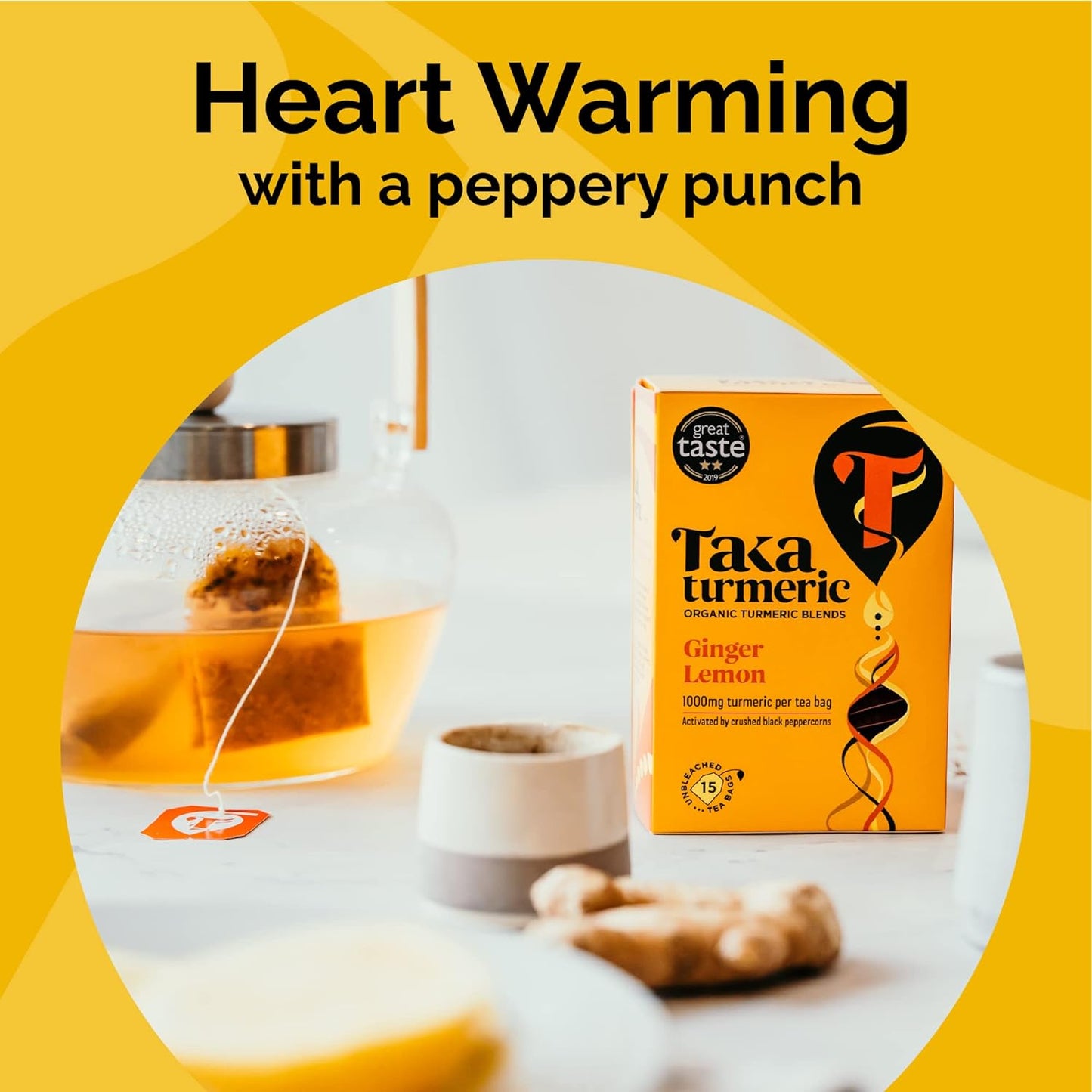 Ginger & Lemon 15 Sachets - Taka Turmeric - Herbal tea - Eco Natural Products