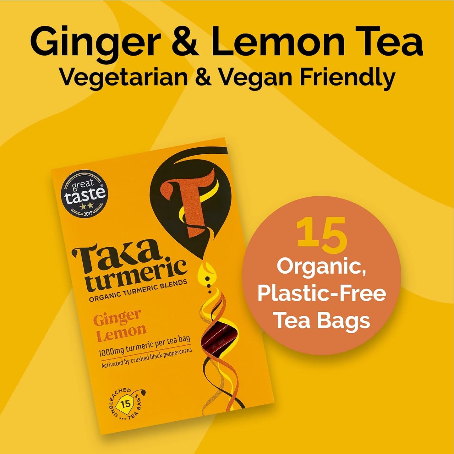 Ginger & Lemon 15 Sachets - Taka Turmeric - Herbal tea - Eco Natural Products