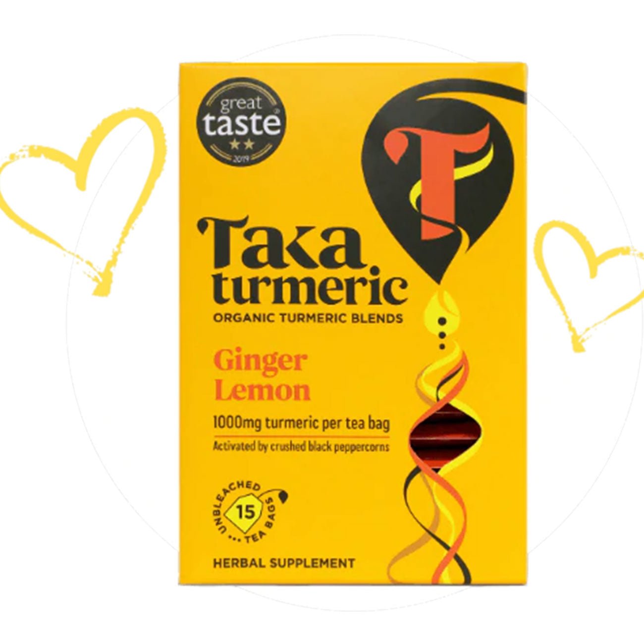 Ginger & Lemon 15 Sachets - Eco Natural Products - Taka Turmeric - Herbal tea