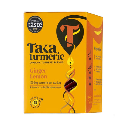 Ginger & Lemon 15 Sachets - Taka Turmeric - Herbal tea - Eco Natural Products