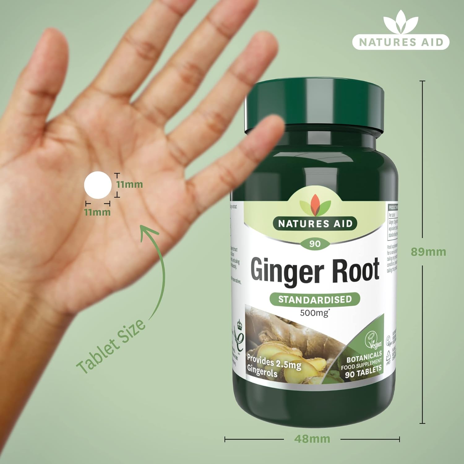 Ginger Root 500mg 90 Tablets - Eco Natural Products - Natures Aid - Vitamins & Supplements