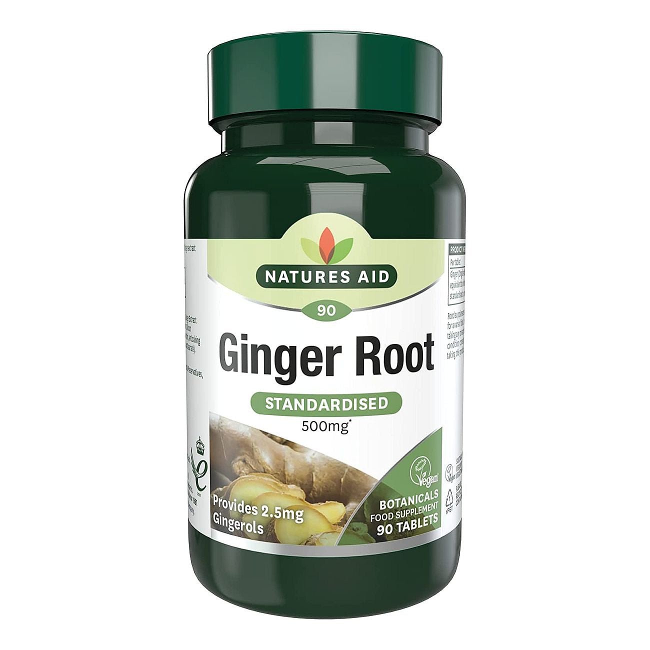 Ginger Root 500mg 90 Tablets - Eco Natural Products - Natures Aid - Vitamins & Supplements