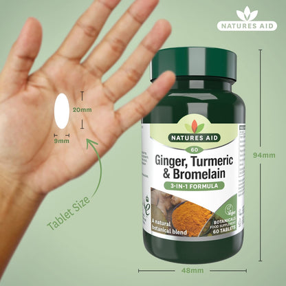 Ginger, Turmeric & Bromelain 3 - in - 1 Botanical Formula 60 Tablets - Natures Aid - Vitamins & Supplements - Eco Natural Products