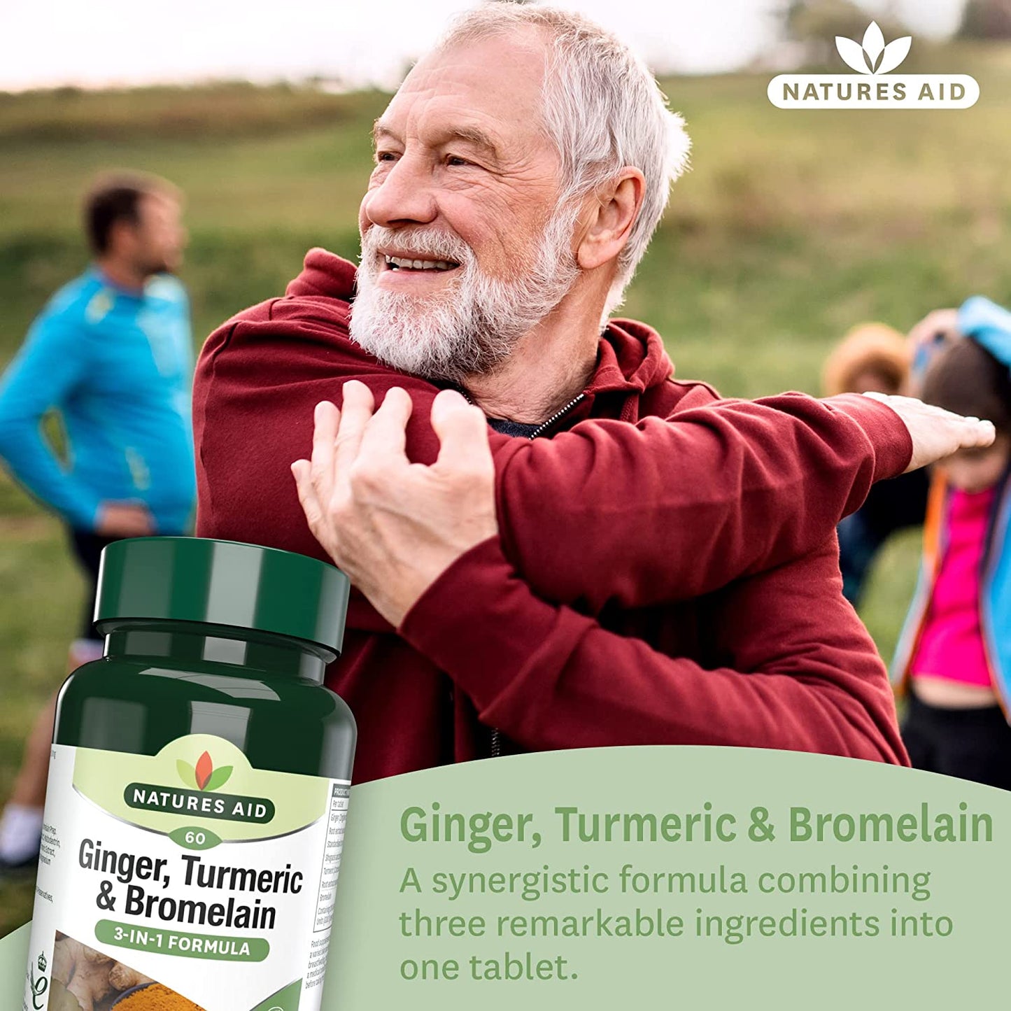 Ginger, Turmeric & Bromelain 3 - in - 1 Botanical Formula 60 Tablets - Natures Aid - Vitamins & Supplements - Eco Natural Products