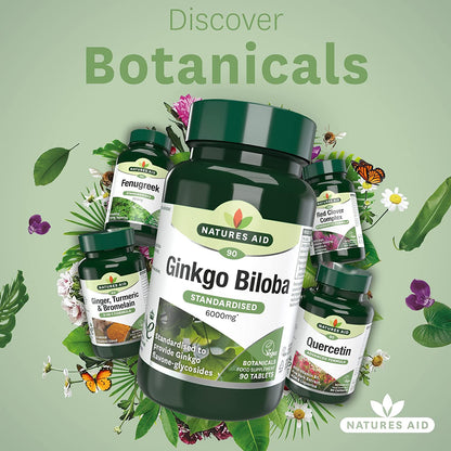 Ginkgo Biloba 6000mg 90 Tablets - Natures Aid - Vitamins & Supplements - Eco Natural Products