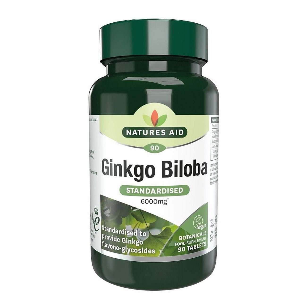 Ginkgo Biloba 6000mg 90 Tablets - Eco Natural Products - Natures Aid - Vitamins & Supplements