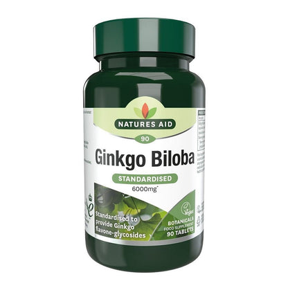 Ginkgo Biloba 6000mg 90 Tablets - Natures Aid - Vitamins & Supplements - Eco Natural Products