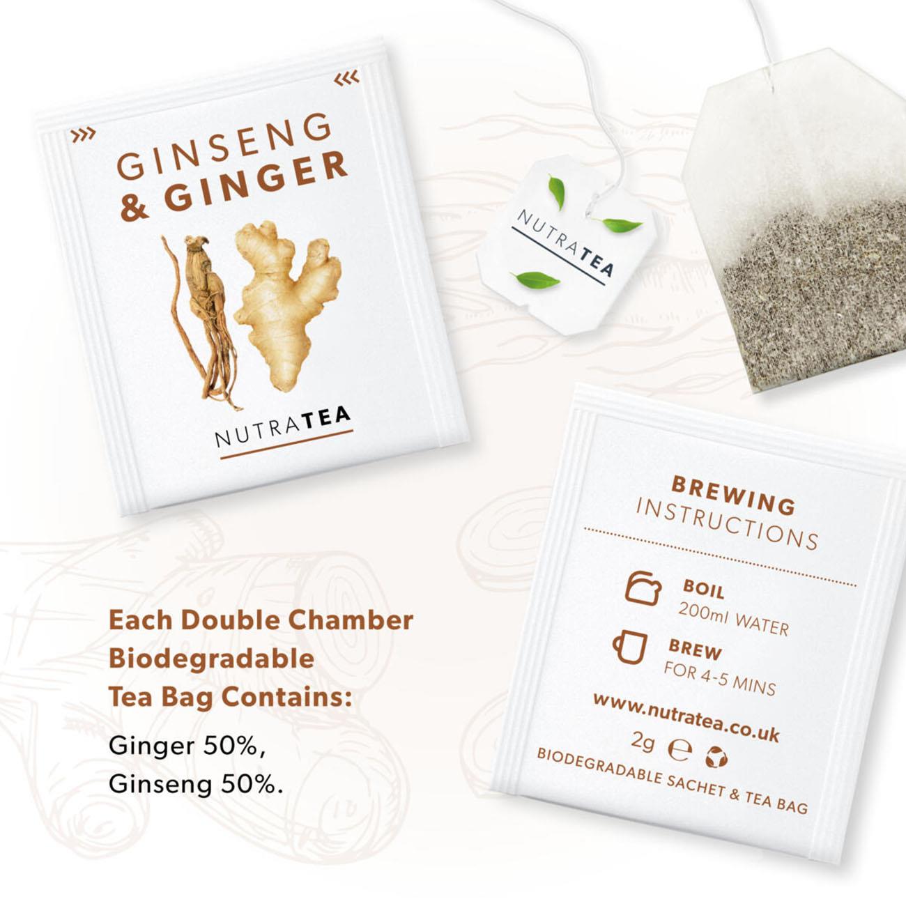 Ginseng & Ginger Herbal Tea 20 Bags - Eco Natural Products - NutraTea - Herbal tea