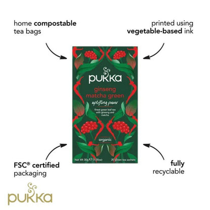 Ginseng Matcha Green Tea 20 Sachets - Pukka Herbs - Herbal tea - Eco Natural Products