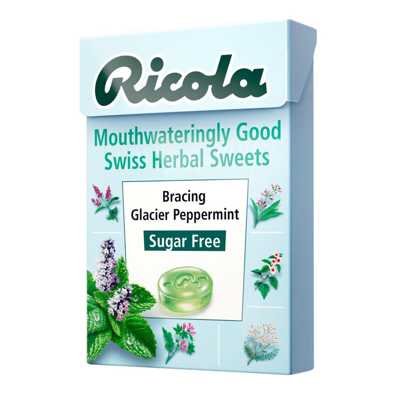 Glacier Peppermint Sugar Free Swiss Herbal Sweets 45g - Eco Natural Products - Ricola - Herbal sweets