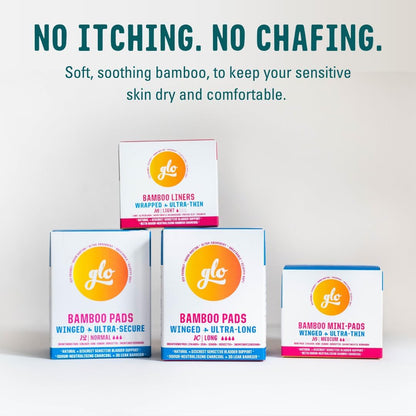 Glo Bamboo Liners for Sensitive Bladder (16 liners) - Here We Flo - Incontinence Aids - Eco Natural Products