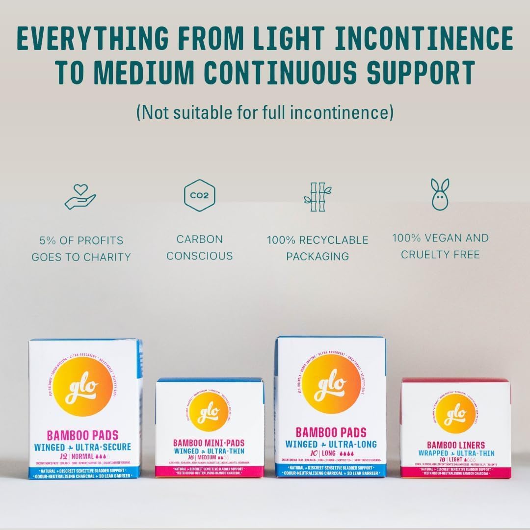 Glo Bamboo Liners for Sensitive Bladder (16 liners) - Here We Flo - Incontinence Aids - Eco Natural Products