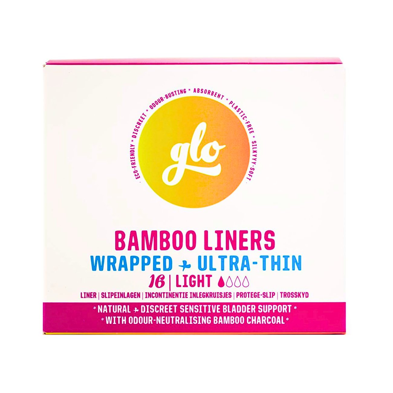 Glo Bamboo Liners for Sensitive Bladder (16 liners) - Eco Natural Products - Here We Flo - Incontinence Aids