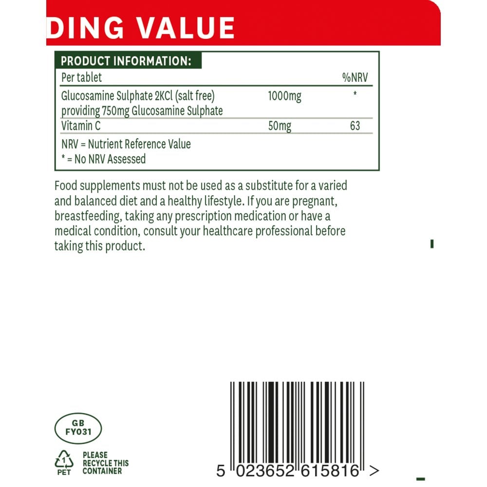 Glucosamine Sulphate 1000mg 180 Tablets - Natures Aid - Vitamins & Supplements - Eco Natural Products
