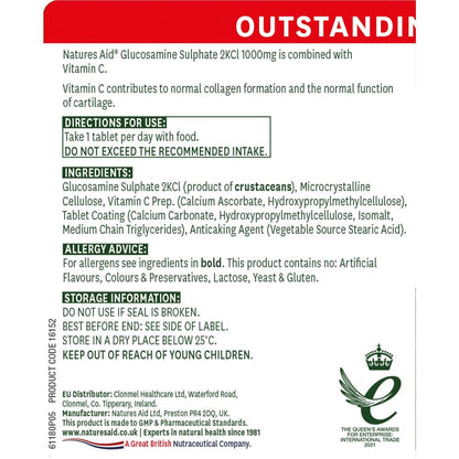 Glucosamine Sulphate 1000mg 180 Tablets - Natures Aid - Vitamins & Supplements - Eco Natural Products
