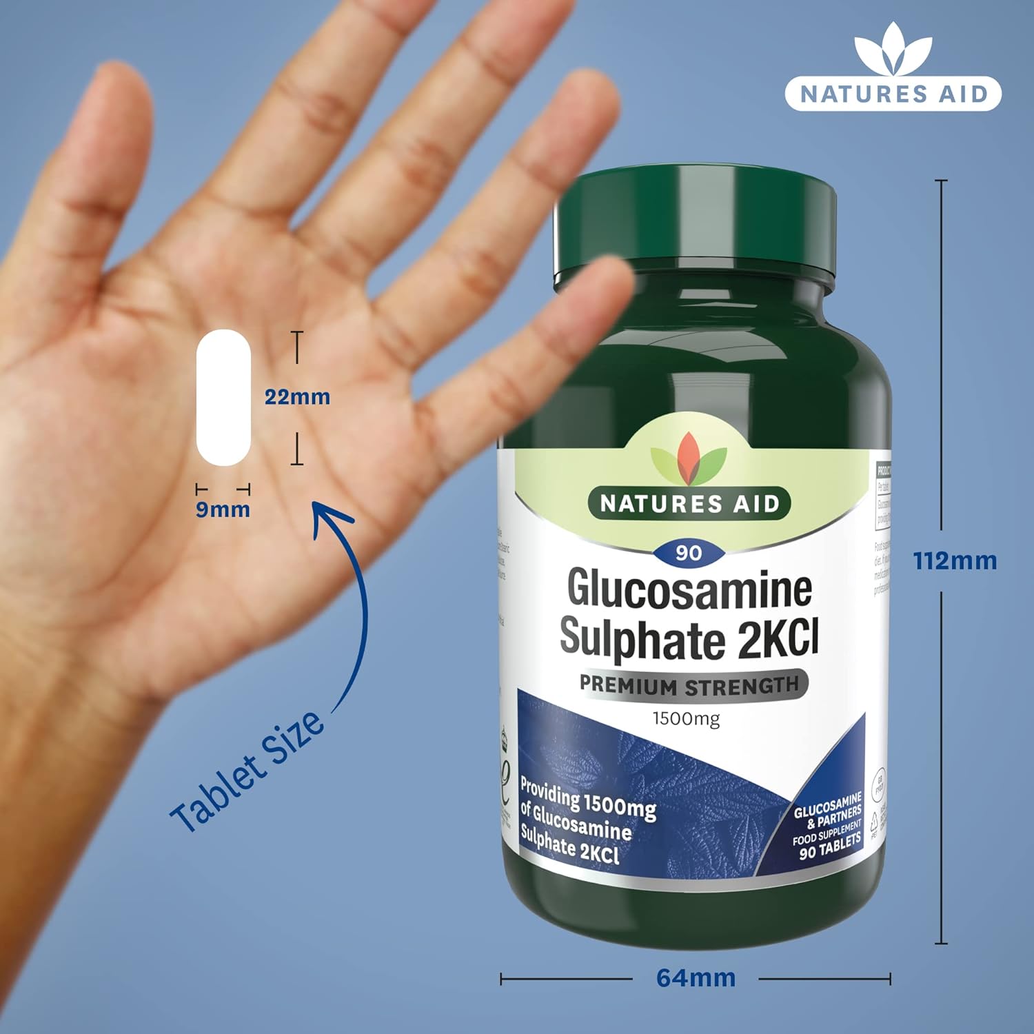 Glucosamine Sulphate 2KCI 1500mg High Strength 180 Tablets - Natures Aid - Vitamins & Supplements - Eco Natural Products